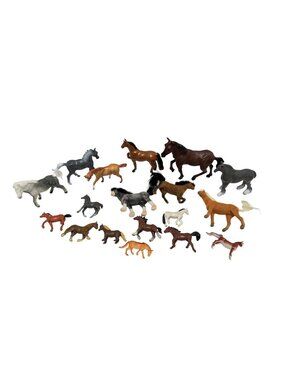 Lot of 18 Toy Horses Greenbriar Breyer Safari and Flocked Animals Different size